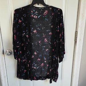 Moral Fiber Black Floral Kimono